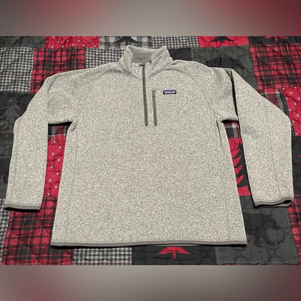 Patagonia Better Sweater 1/4 Zip Pullover Mens Large Light Gray